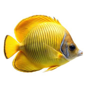 Golden Butterflyfish, isolated on transparent background png