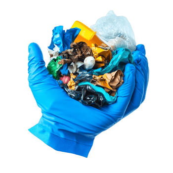 Assorted Waste in Blue Glove png
