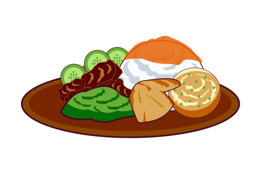 Famous Indonesian Rice Dish with Side Dishes png