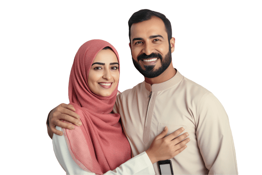 Lovely Arabic Man and Woman Each Other in Arms. . png