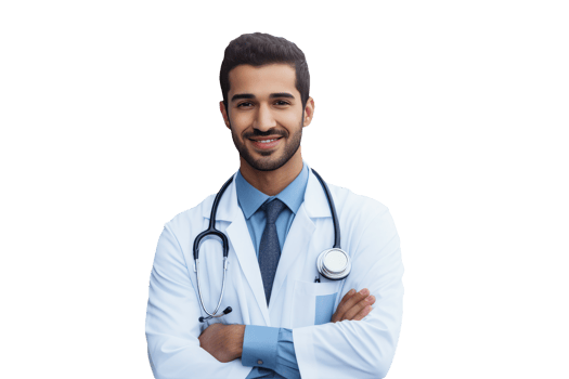 Isolated Young Doctor Standing with Hand Crossed Character Created By . png