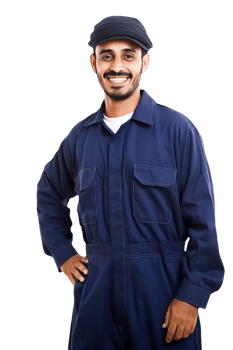 Warm Smiling Handsome Worker Portrait Wearing Dangri Suit. . png