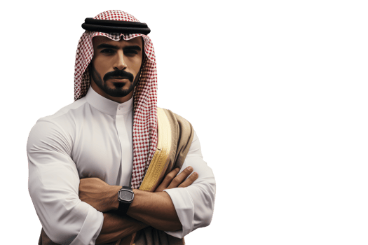 A Handsome Arabic Man Wearing Watch and Hand Crossed Character Created by . png