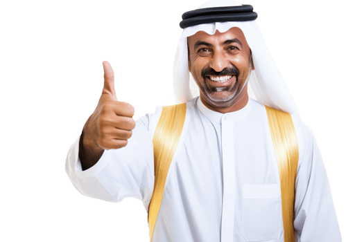 Happy Arabic Man Giving Thumb Up Character Created By . png