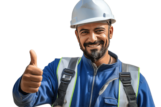 Happy Mature Construction Worker Giving Thumb Up Character Created By . png
