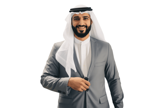 A Happy Arabic Businessman Portrait Wearing Grey Coat. . png