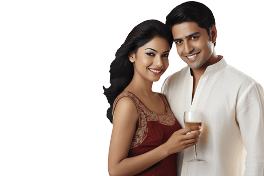A Young Man and Woman Standing Near and Sharing to Drink Character Created By . png