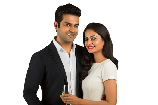 A Young Man and Woman Standing Near and Sharing to Drink Character Created By . png