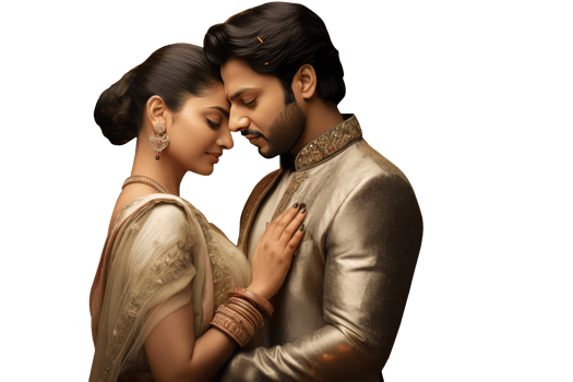 Lovely Indian Couple Embrace Each Other in Heartfelt Hugs Character Created By . png