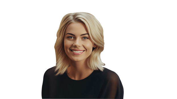 Beautiful Eye Blonde Woman Wearing Black Shirt and Golden Short Hair. A Fictitious Character Created By . png