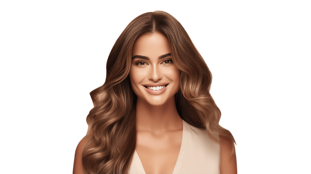 Bright Toothy Blonde Woman with Smile on Face and Golden Open Hair. A Fictitious Character Created By . png