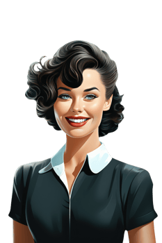 A Blonde Young Woman Wearing with Smile Bright Face and Curly Dark Hair. A Fictitious Character Created By . png