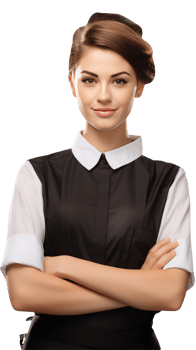 Beautiful Smiling Young Woman Wearing White and Black Shirt and Hand Crossed. A Fictitious Character Created By . png