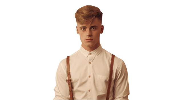 A Bright Man Wearing Beige Shirt and Golden Hair. A Fictitious Character Created By . png