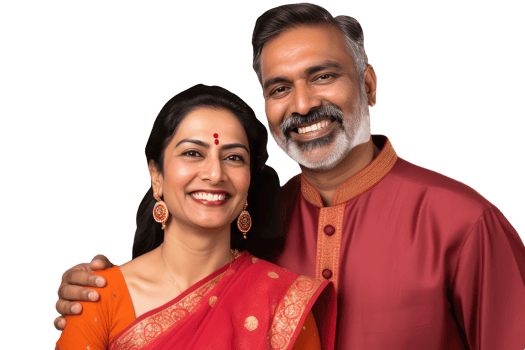 Happy Middle Age Indian Couple Hugging and Standing to Close in Tradiitonal Attire. A Fictitious Character Created By . png