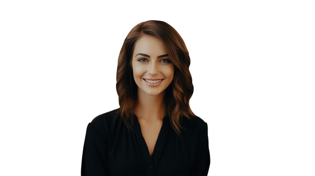 Beautiful Grey Eye Contact Blonde Woman with Short Brown Hair and Bright Teeth. A Fictitious Beauty Character Created By . png