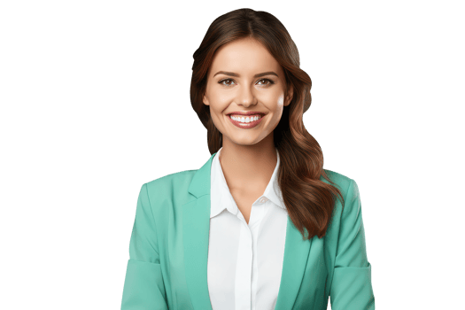Portrait Beautiful Model Young Woman with Healthy Long Wavy Hair and Blonde skin in Turquoise Coat. A Fictitious Beauty Character Created By . png