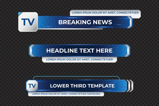 Futuristic design lower third banner. Broadcast news lower third banner template design. Lower third bar template for breaking news. headline title vector