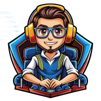 a cartoon man wearing glasses and headphones vector