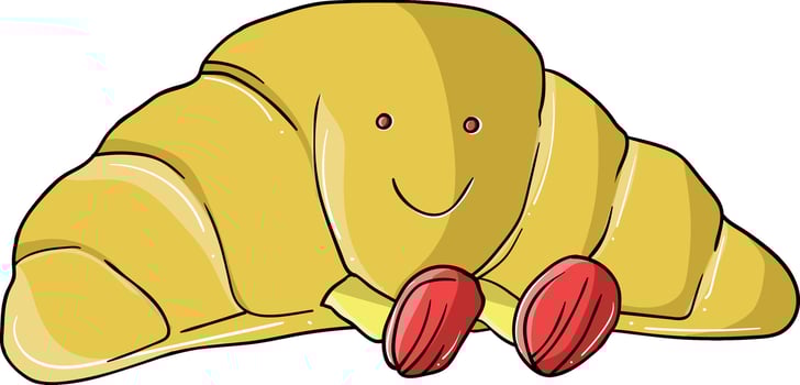a cartoon croissant with a smile on its face vector