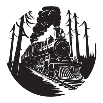 Railroad in the Forest Silhouette Design vector