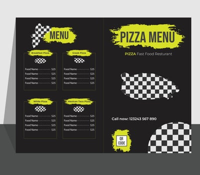 Pizza Delivery Service Trifold Menu Outisde Template, bifold brochure pizza menu design template vector