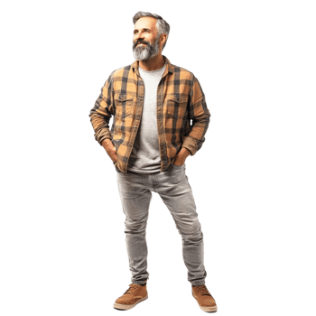 A man with a beard and a plaid shirt png