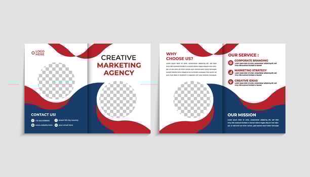 Clean A4 Corporate Bi-Fold Brochure Template with Modern and Minimal Abstract Design vector