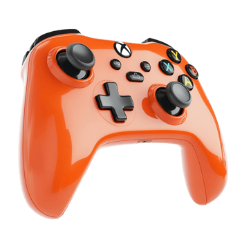 an orange xbox controller on a transparent background png