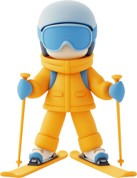a cartoon character wearing skis and goggles png