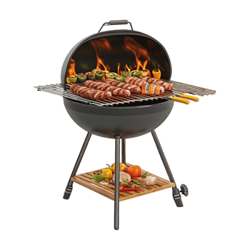 bbq grill with meat and vegetables on a grill png