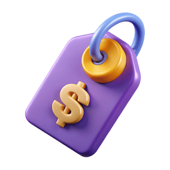 3D Render of a Purple Price Tag with a Dollar Sign png