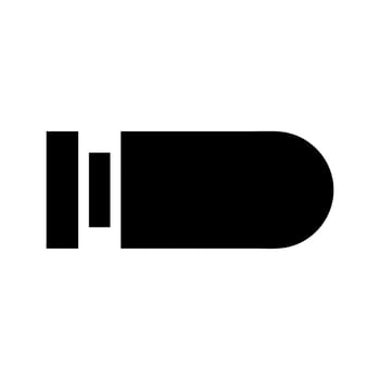 Bullet silhouette icon. Concept of danger, war, and weapon. vector