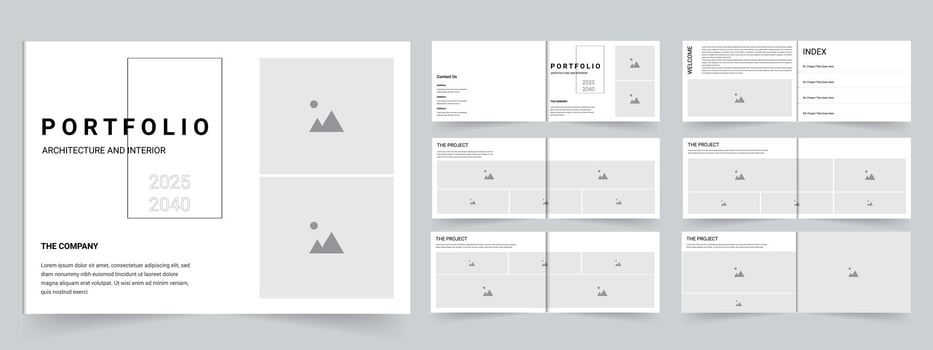 Architecture portfolio template landscpe design 12 pages vector