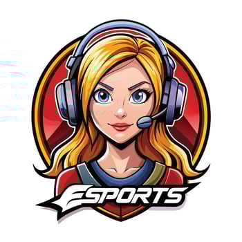 a girl with headphones on her head in the logo for esports vector