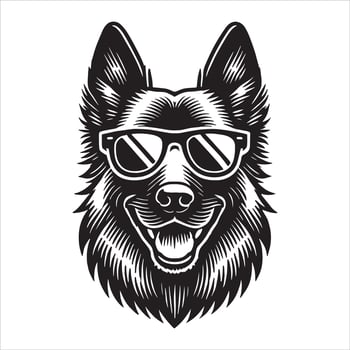 Belgian Malinois Wearing Sunglasses vector