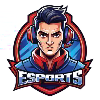 esports logo with a man in headphones vector