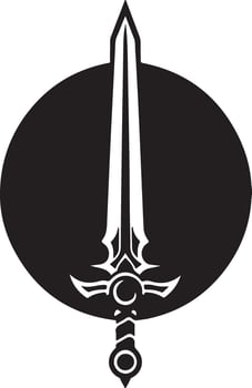 A black and white logo of a sword vector