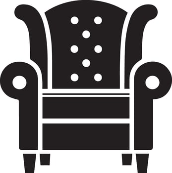 A black and white chair with polka dots vector