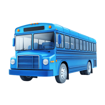 A blue school bus on a transparent background png
