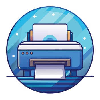 Cute Printer Paper Cartoon Art Illustration. vector