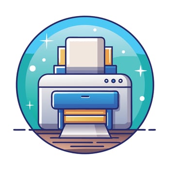 Hand-Drawn Cute Printer Art Illustration Design vector