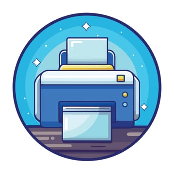 Hand-Drawn Kawaii Printer Art Illustration Design vector