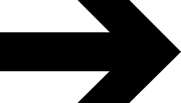 Simple black arrow pointing right against a clean white background, serving as a clear symbol for direction, movement, and progress in various contexts vector