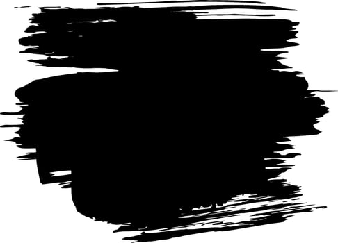 Large black brush stroke creating an abstract, textured shape on a white background, suitable for backgrounds, overlays, and design elements vector