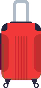 Red rolling suitcase with extended handle, ready for a vacation or business trip, symbolizing travel, tourism, and the excitement of exploring new destinations vector