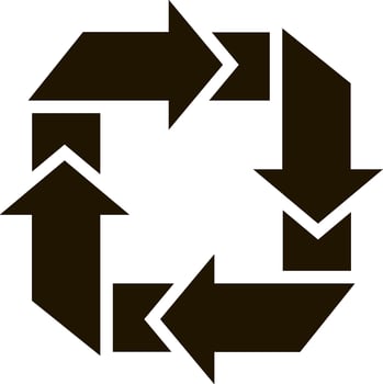 Interlocking arrows moving in a circular pattern, representing an ongoing process or cycle, embodying the concepts of continuity, flow, and endless rotation in various contexts vector