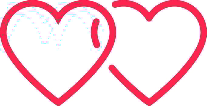 Two pink hearts overlapping each other, creating a symbol of love, affection, and connection, perfect for Valentine's Day or romantic projects vector
