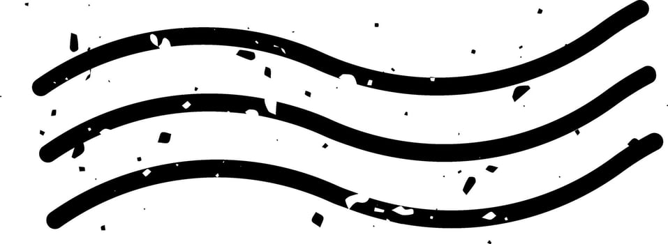 Postal cancellation mark with three black wavy lines and grunge texture, evoking a vintage airmail aesthetic or a classic rubber stamp imprint vector