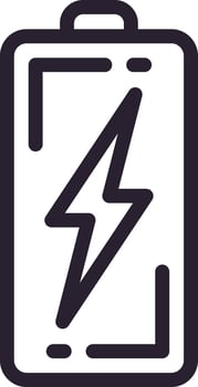 Simple line drawing of a battery with a lightning bolt symbol inside, representing the concept of fast charging technology for electronic devices vector